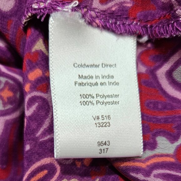 Coldwater Creek Purple Paisley Pleated Button-Up Blouse Boho Whimsigoth - Picture 8 of 8